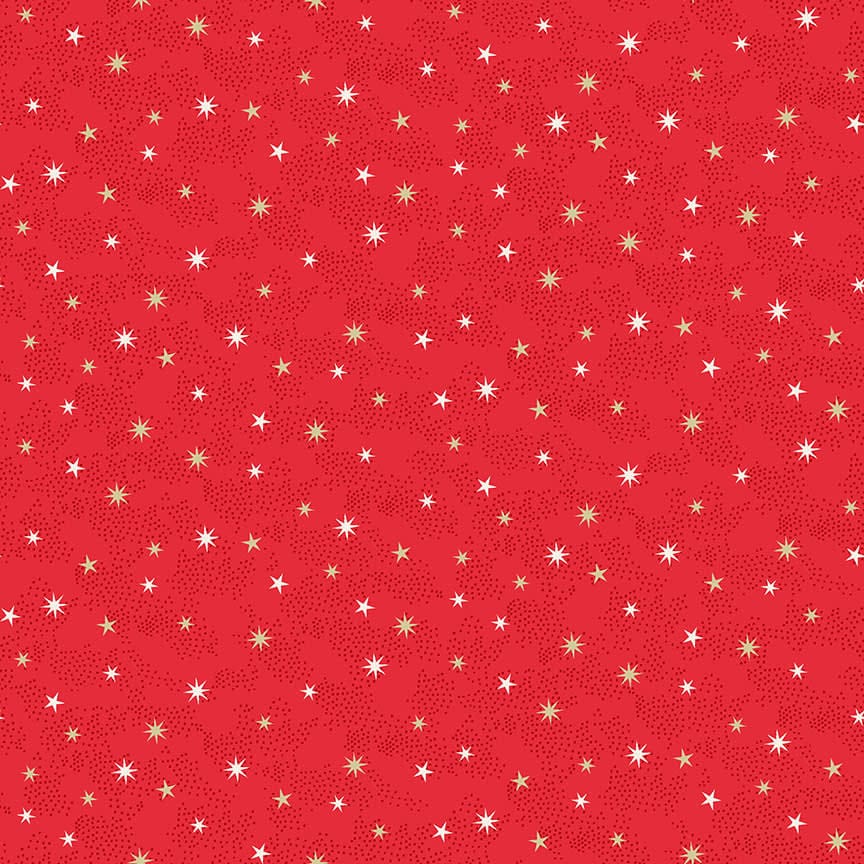 Scandi 2360R Metallic stars on Red by Makower fabrics Scandi 2360R Metallic stars on Red by Makower fabrics