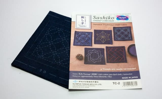 Sashiko Coaster Sampler Set Indigo Blue – Fabric only Sashiko Coaster Sampler Set Indigo Blue - Fabric only