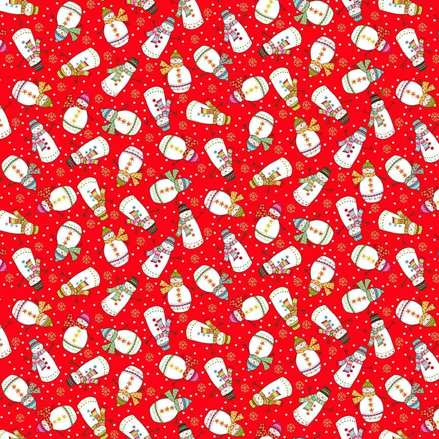 Santa Express 2386R Snowmen on Red by Makower fabrics Santa Express 2386R Snowmen on Red by Makower fabrics