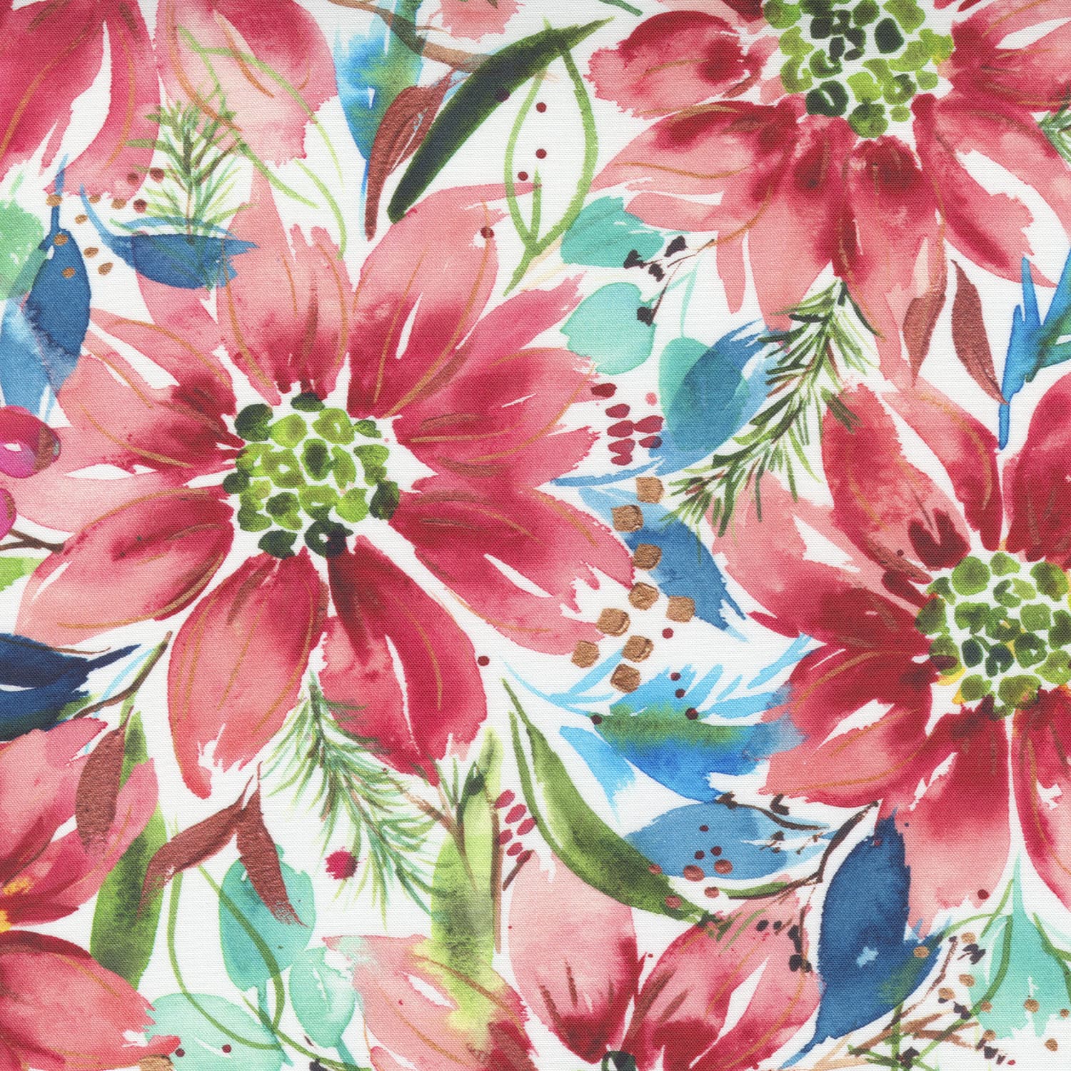 Starflower Christmas 848012 Red Poinsettias on White by Create Joy for Moda Fabrics Starflower Christmas 848012 Red Poinsettias on White by Create Joy for Moda Fabrics
