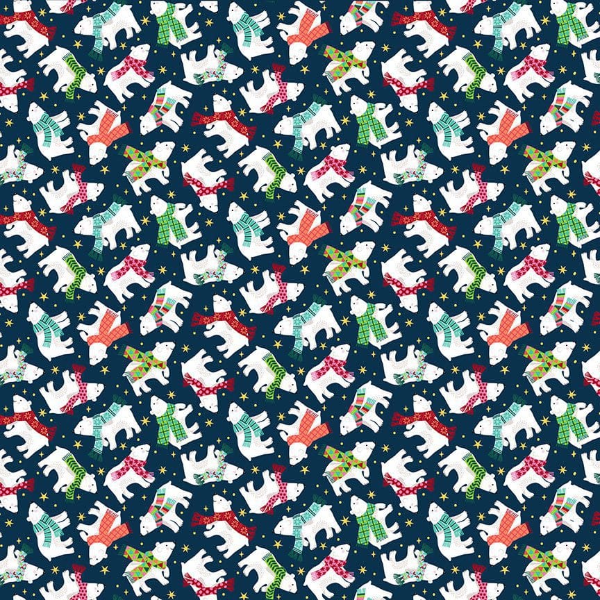 Santa Express 2239B Polar Bears on Navy Blue by Makower fabric Santa Express 2239B Polar Bears on Navy Blue by Makower fabric