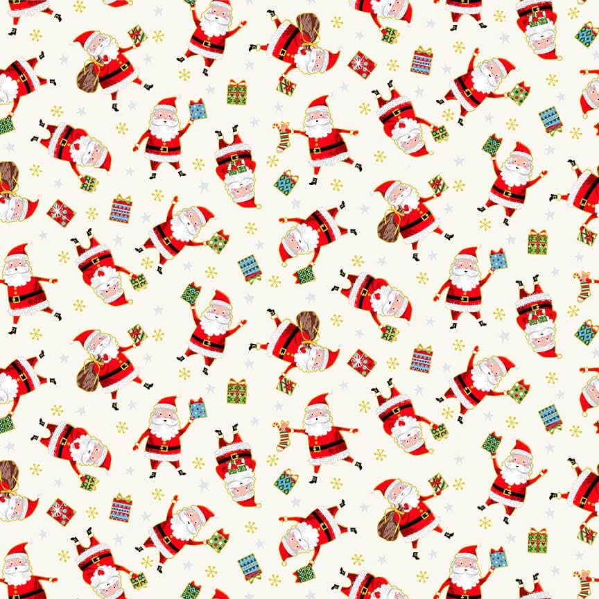 Santa Express 2380Q Santa Allover on Cream by Makower fabrics Santa Express 2380Q Santa Allover on Cream by Makower fabrics