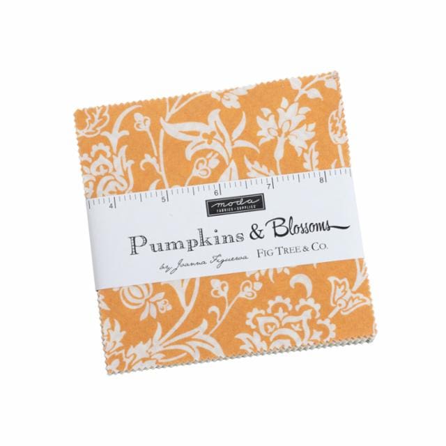 Pumpkins and Blossoms 5″ Charm Pack Cream Orange Tan by Fig Tree for Moda Pumpkins and Blossoms 5" Charm Pack Cream Orange Tan by Fig Tree for Moda