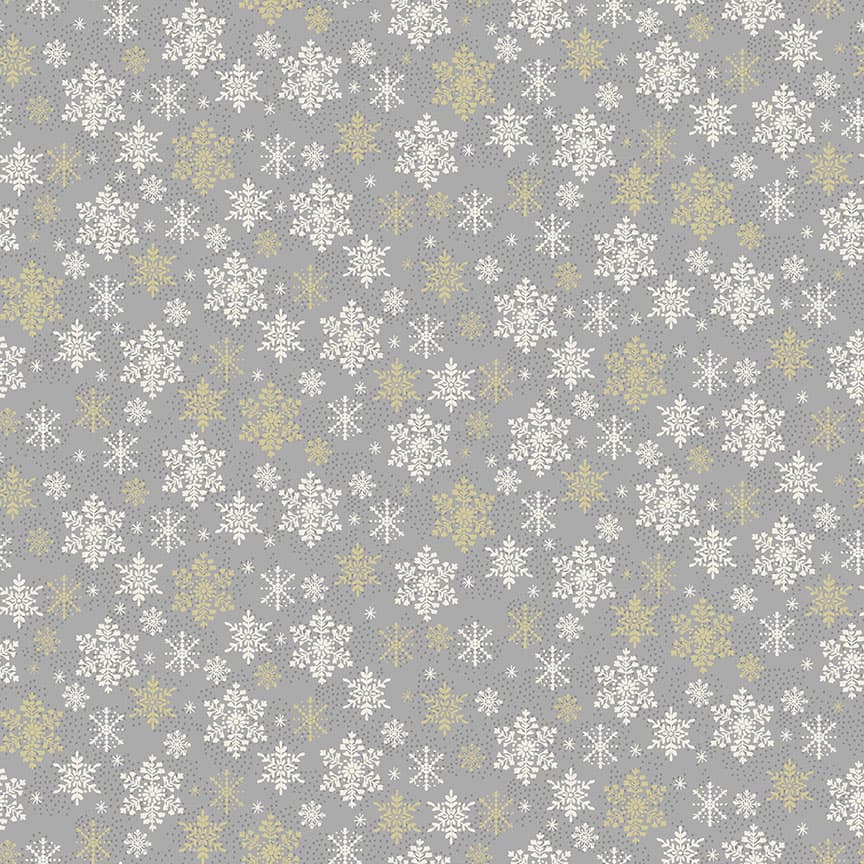 Scandi Snowflakes 2358S White & Gold snowflakes on Silver grey by Makower fabrics Scandi Snowflakes 2358S White & Gold snowflakes on Silver grey by Makower fabrics