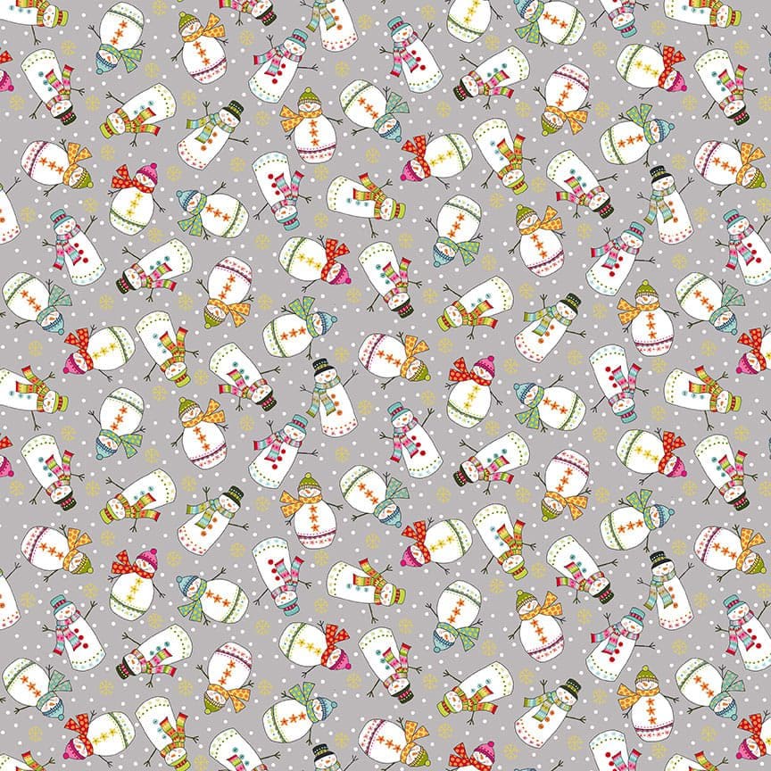 Santa Express 2386S Snowmen on Silver Grey by Makower fabrics Santa Express 2386S Snowmen on Silver Grey by Makower fabrics