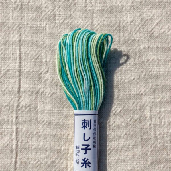 Japanese Sashiko Thread Green bokashi variegated no. 51