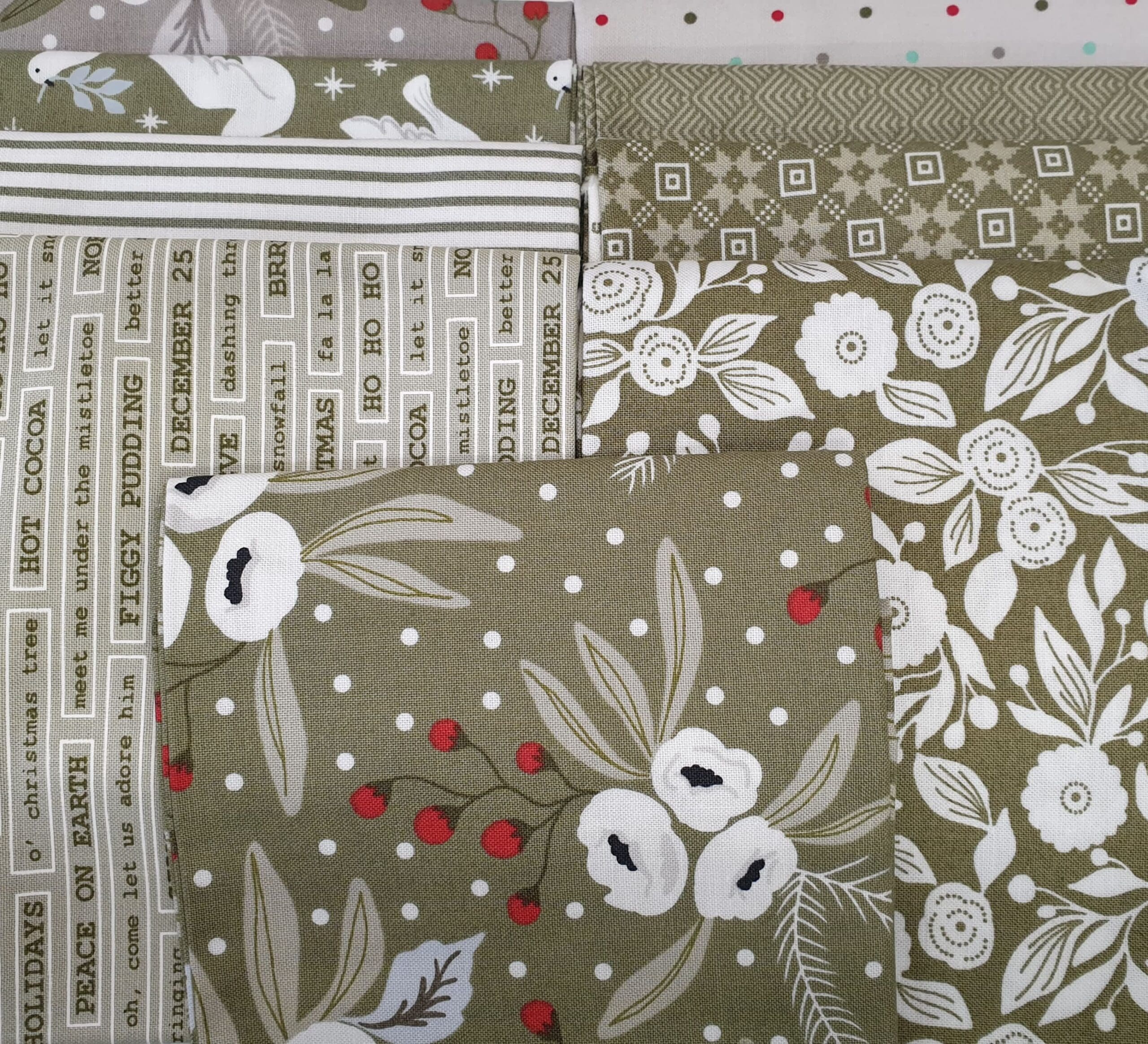 Christmas Morning Bundle Green 9 x FQ Holly Dove Rose by Lella Boutique for Moda fabrics Christmas Morning Bundle Green 9 x FQ Holly Dove Rose by Lella Boutique for Moda fabrics