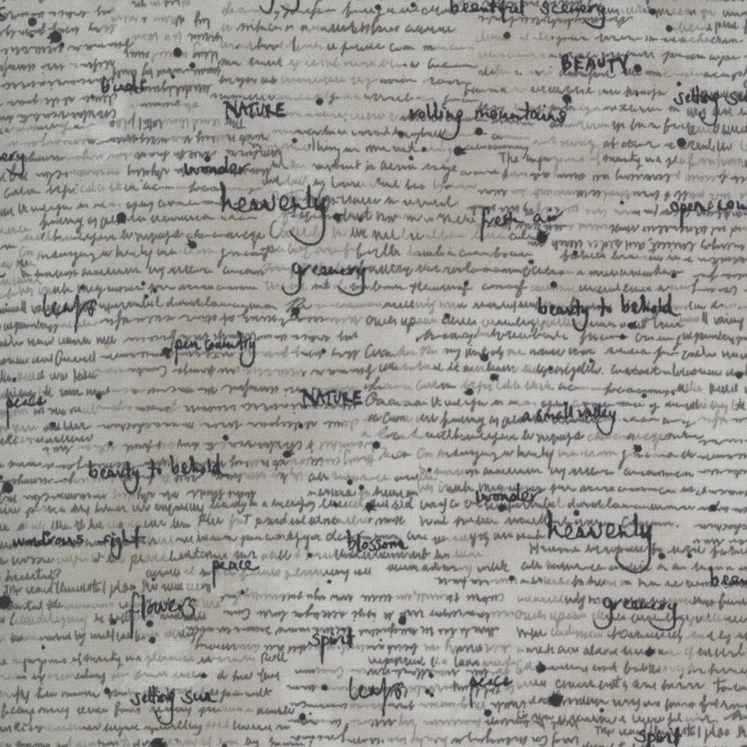 Botanicals 1691313 Text notes on Vintage Grey by Janet Clare for Moda Fabrics Botanicals 1691313 Text notes on Vintage Grey by Janet Clare for Moda Fabrics
