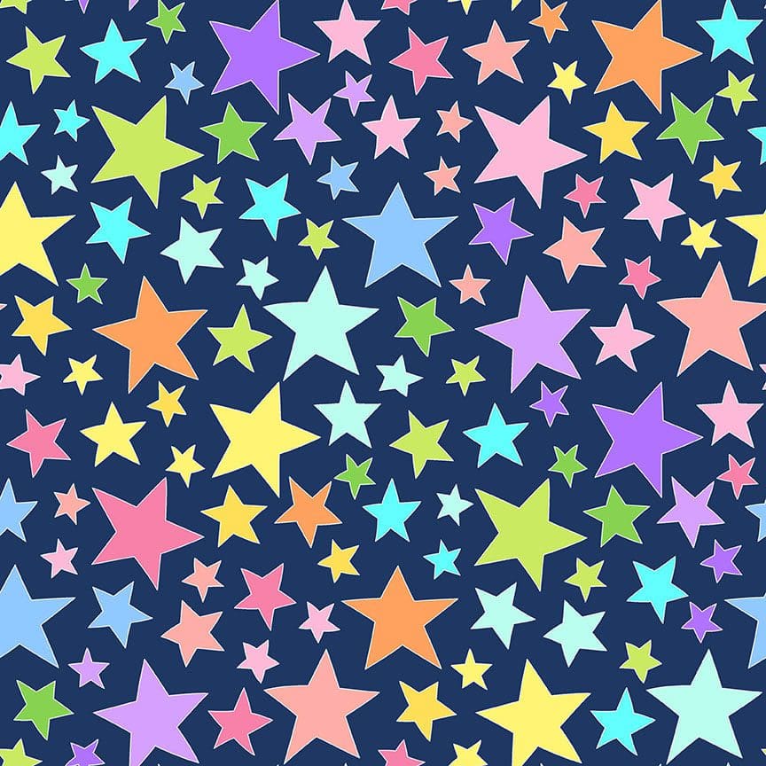 Believe 9906B Dancing Stars on navy blue fabric by Kim Schaefer Believe 9906B Dancing Stars on navy blue fabric by Kim Schaefer