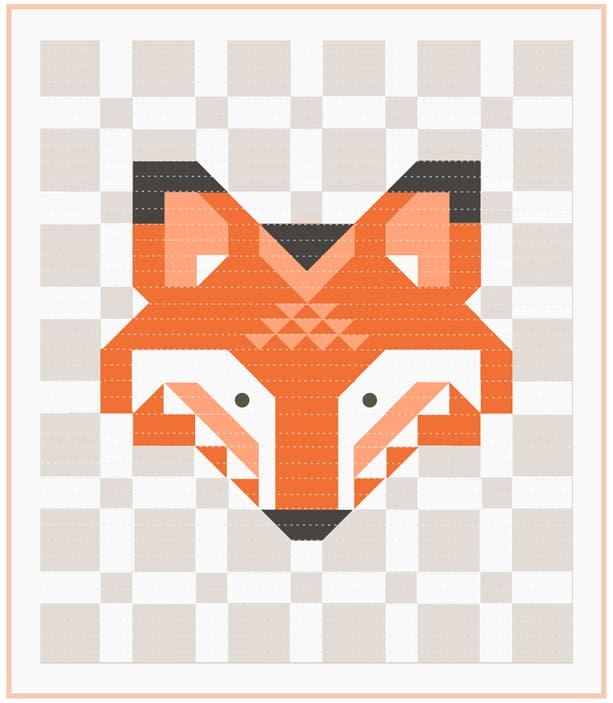 Cute Fox Quilt Kit of Bella Solids by Moda fabric Fox quilt kit