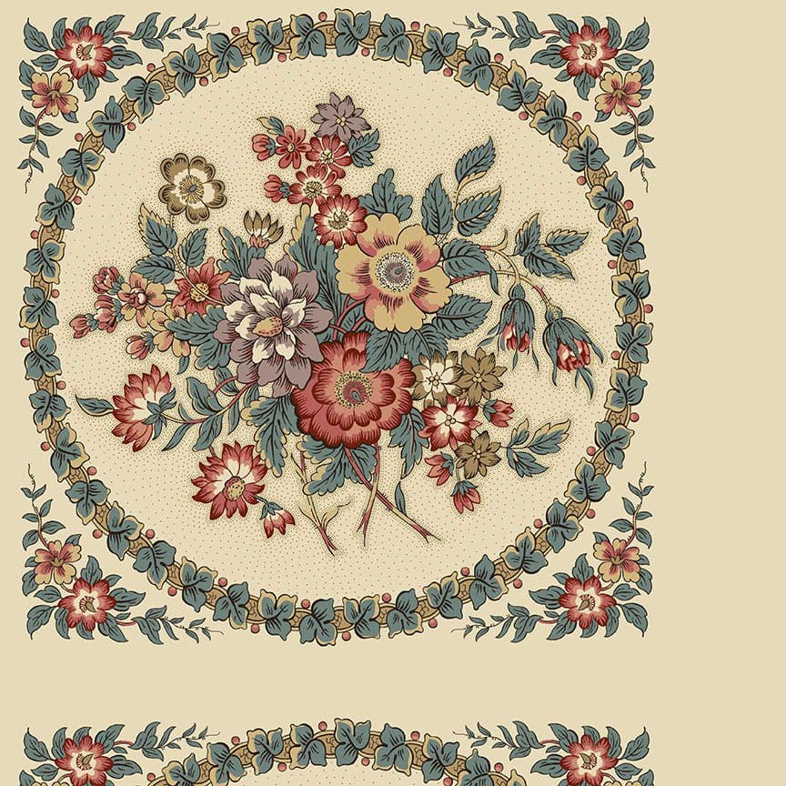 Windermere 8915L Medallion Centre on Cream fabric (4 medallions per FQ) by Di Ford Hall Windermere 8915L Medallion Centre on Cream fabric (4 medallions per FQ) by Di Ford Hall