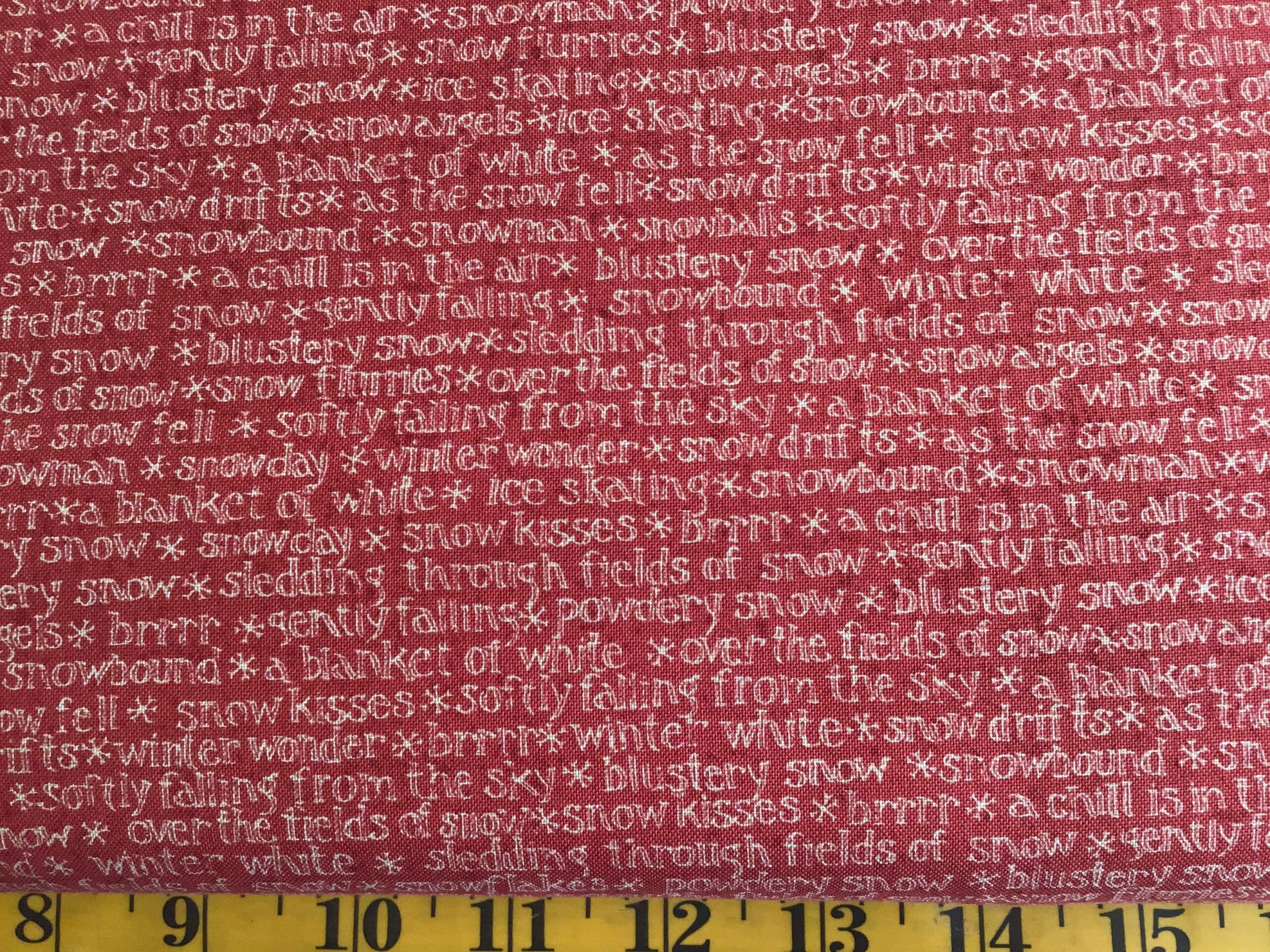 Snowbound 702111 Berry Red Text print by Moda Fabrics Snowbound 702111 Berry Red Text print by Moda Fabrics