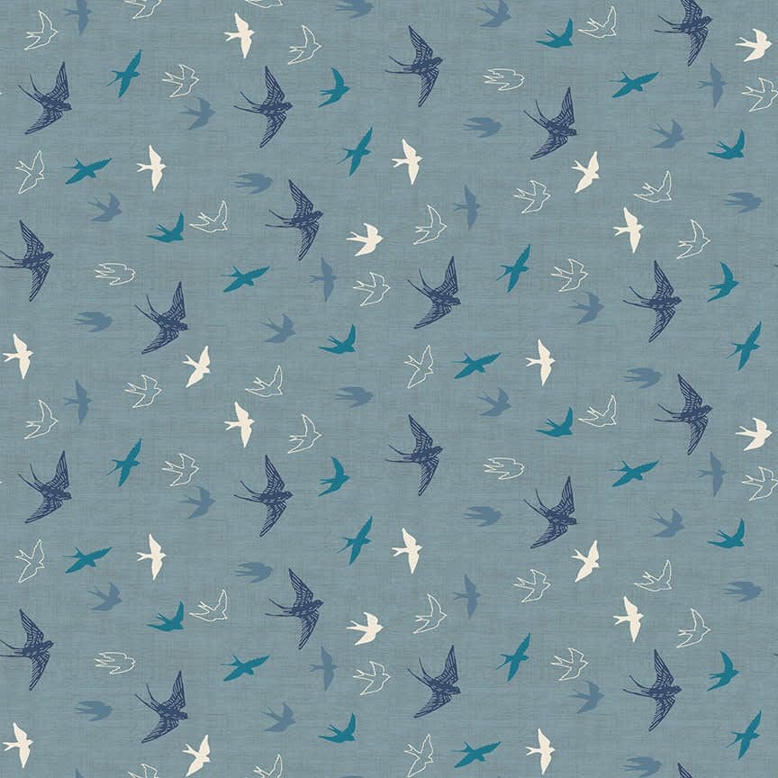 Hedgerow 2421B Swallows Blue by Makower fabrics Hedgerow 2421B Swallows Blue by Makower fabrics