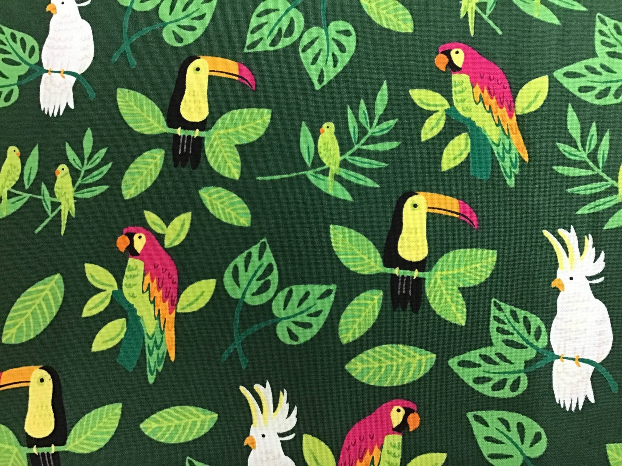 Jungle paradise 2078222 Toucans on green fabric by Moda Jungle paradise 2078222 Toucans on green fabric by Moda