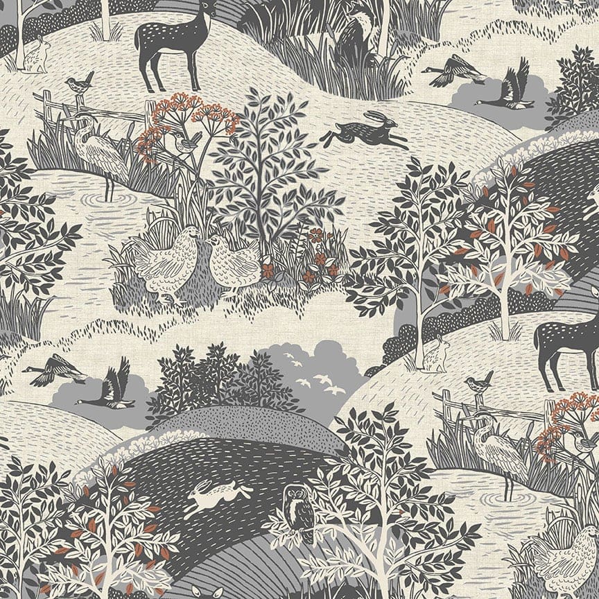 Hedgerow 2415S Scenic Silver Grey by Makower fabrics Hedgerow 2415S Scenic Silver Grey by Makower fabrics