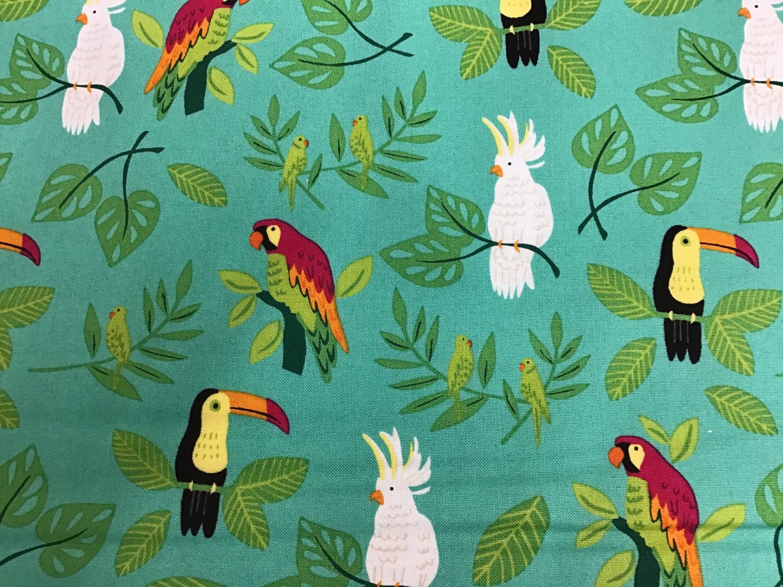 Jungle paradise 2078218 birds on teal fabric by Moda Jungle paradise 2078218 birds on teal fabric by Moda