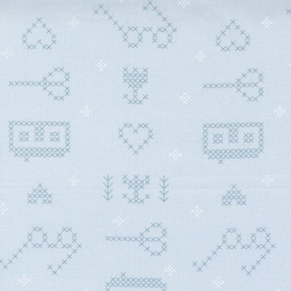 Make Time 2457015 Breeze blue cross-stitch  by Aneela Hoey for Moda Fabrics