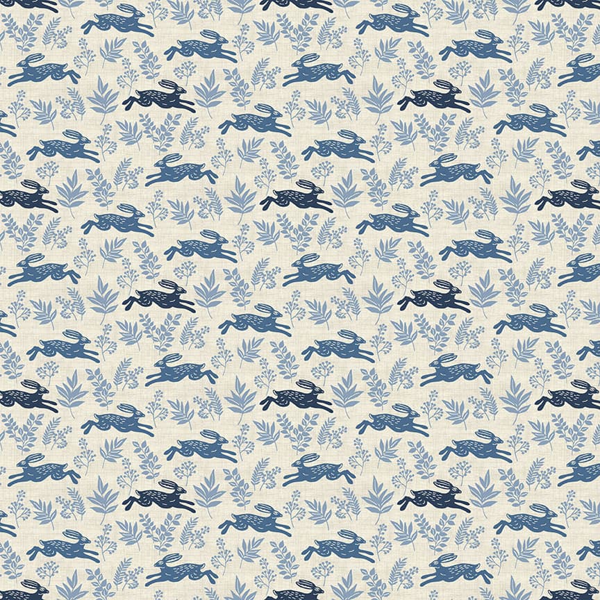 Hedgerow 2420B Hares Blue by Makower fabrics Hedgerow 2420B Hares Blue by Makower fabrics