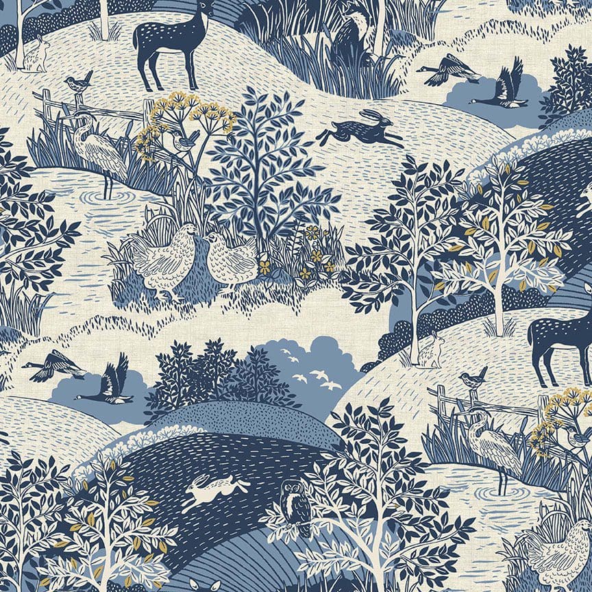 Hedgerow 2415B Scenic Blue by Makower fabrics Hedgerow 2415B Scenic Blue by Makower fabrics
