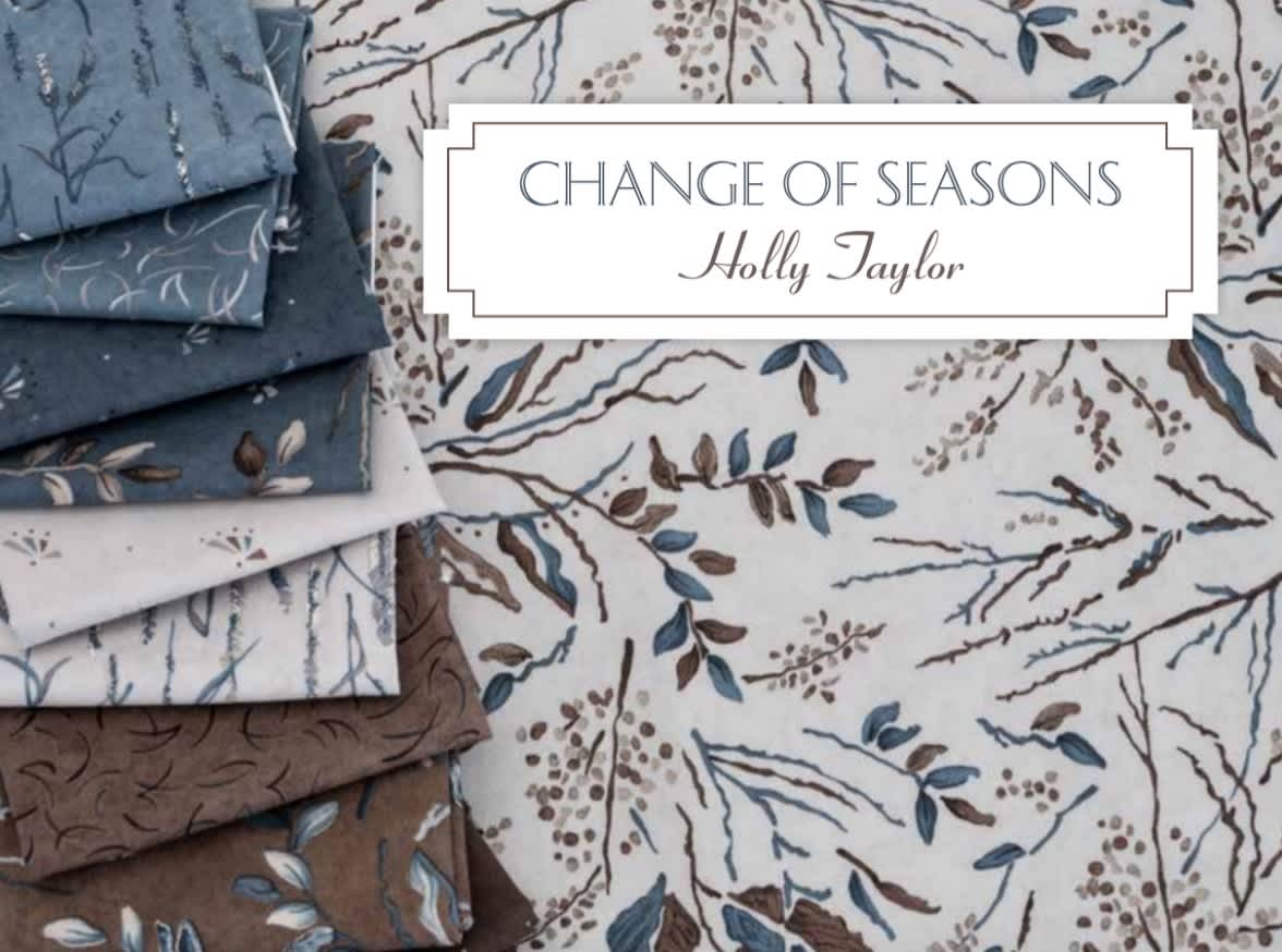 Change of Seasons 686114 Walnut Blue Foliage on Brown by Holly Taylor for Moda Fabrics Landscape Nature White Change of Seasons 686114 Walnut Blue Foliage on Brown by Holly Taylor for Moda Fabrics Landscape Nature White - Image 2