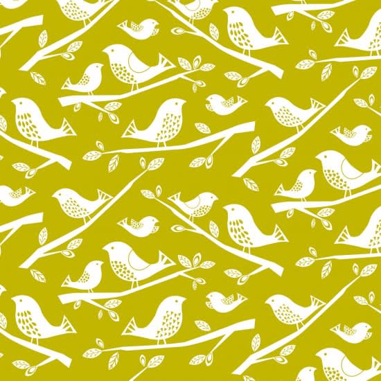80750 Leafy Meadow 101 Birds Mustard White Gold fabric 80750 Leafy Meadow 101 Birds Mustard White Gold fabric