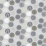 80750 Leafy Meadow Circles Grey, Black, Gold, Mustard, White fabric