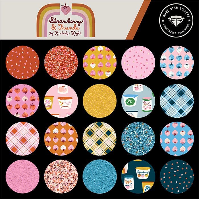 Strawberry & Friends 3038JR Jelly Roll Multi by Kimberly Kight for Ruby Star Society fabrics Strawberry & Friends 3038JR Jelly Roll Multi by Kimberly Kight for Ruby Star Society fabrics