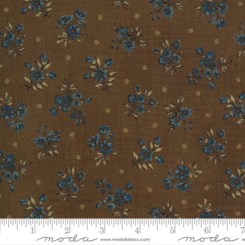Maria’s Sky 3162614 Chesnut Blue Wildflower Bouquet on Brown by Betsy Chutchian for Moda Fabrics Flora Flowers Beige Indigo Maria's Sky 3162614 Chesnut Blue Wildflower Bouquet on Brown by Betsy Chutchian for Moda Fabrics Flora Flowers Beige Indigo - Image 2