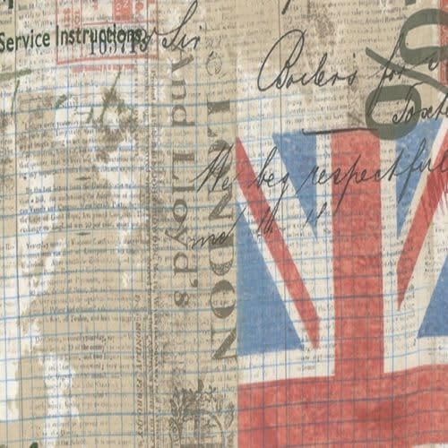 Eclectic Elements PWTH0548 Multi on Beige Vintage Royal Mail Correspondence Icons by Free Spirit Fabrics Beige Red White Blue Eclectic Elements