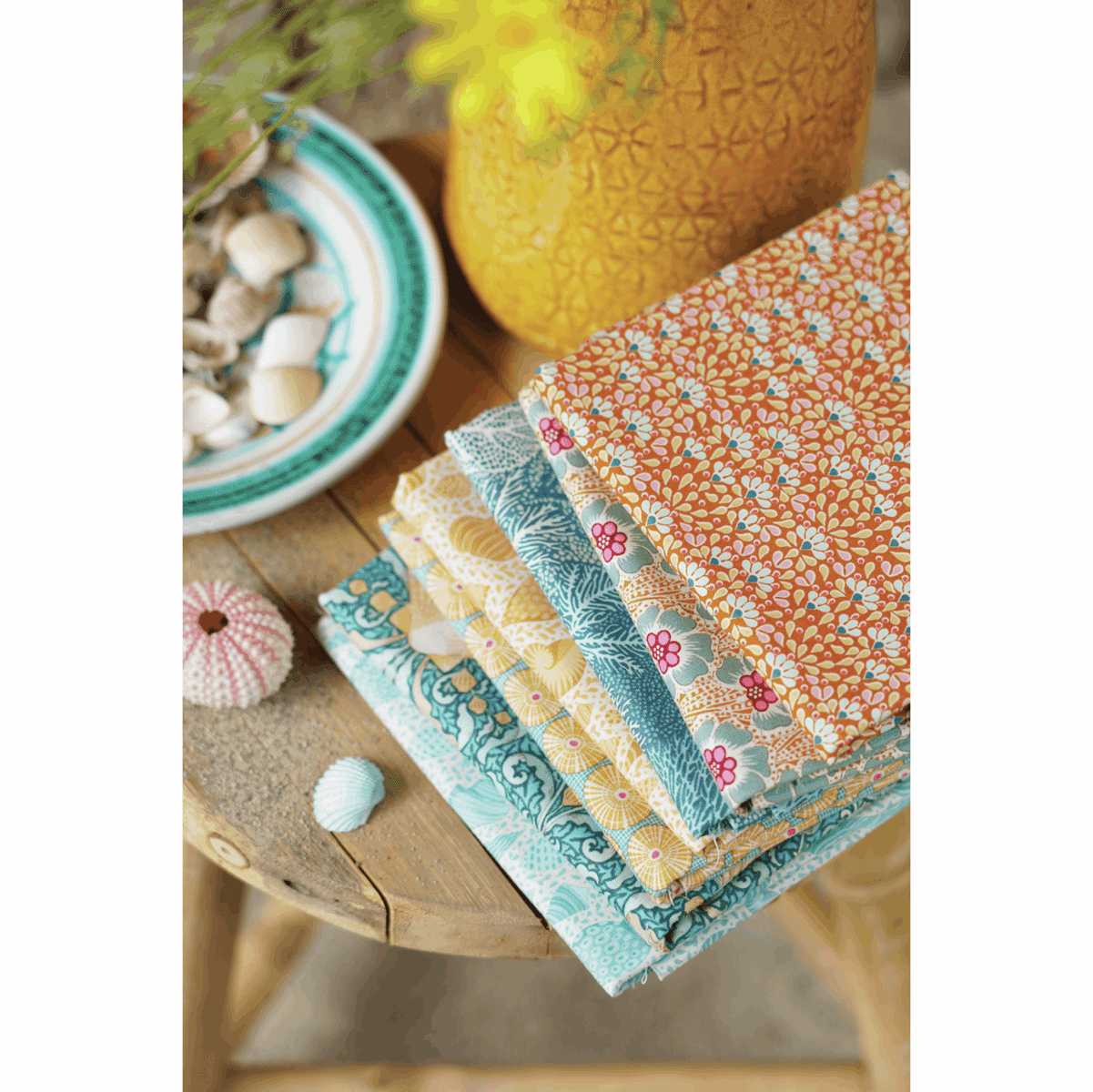 Cotton Beach Sunbeam. Teal Mustard 5x FQ by Tilda fabrics Cotton Beach Sunbeam. Teal Mustard 5x FQ by Tilda fabrics - Image 3