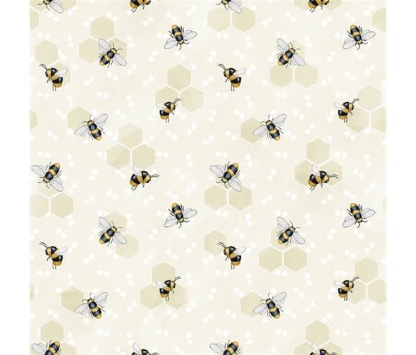 Bee You! 10340 Bumblebee on cream hexagons by Henry Glass fabrics Bee You! 10340 Bumblebee on cream hexagons by Henry Glass fabrics