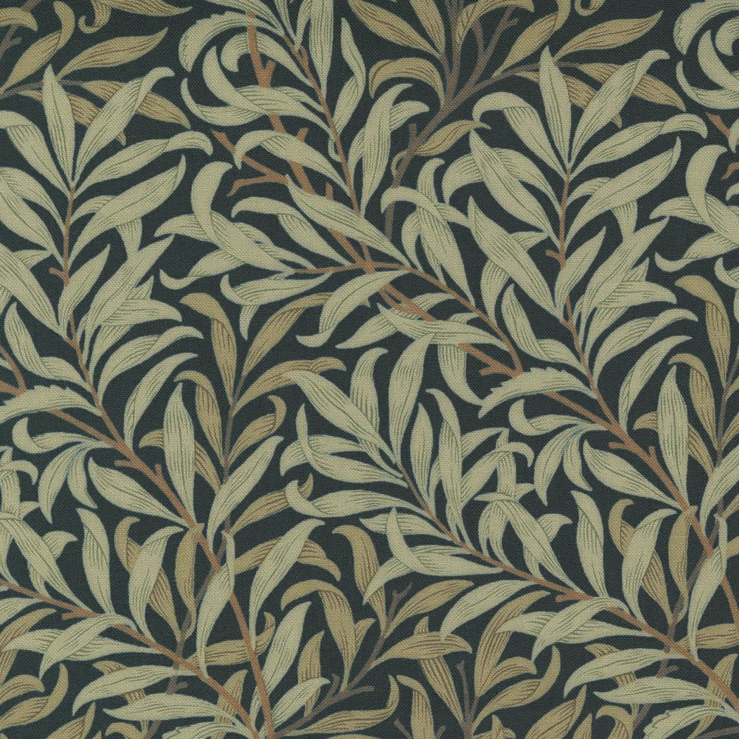 Best of Morris 836112 Willow Boughs Green on Black by Barbara Brackman for Moda fabrics Best of Morris 836112 Willow Boughs Green on Black by Barbara Brackman for Moda fabrics