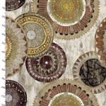 Global Luxe Medallions RN118678 Tan Brown Orange African Print fabric by 3Wishes Global luxe