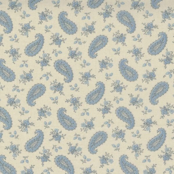 La Vie Boheme 1390420 Marcel Blue on Cream Paisley by French General for Moda fabrics La Vie Boheme 1390420 Marcel Blue on Cream Paisley by French General for Moda fabrics