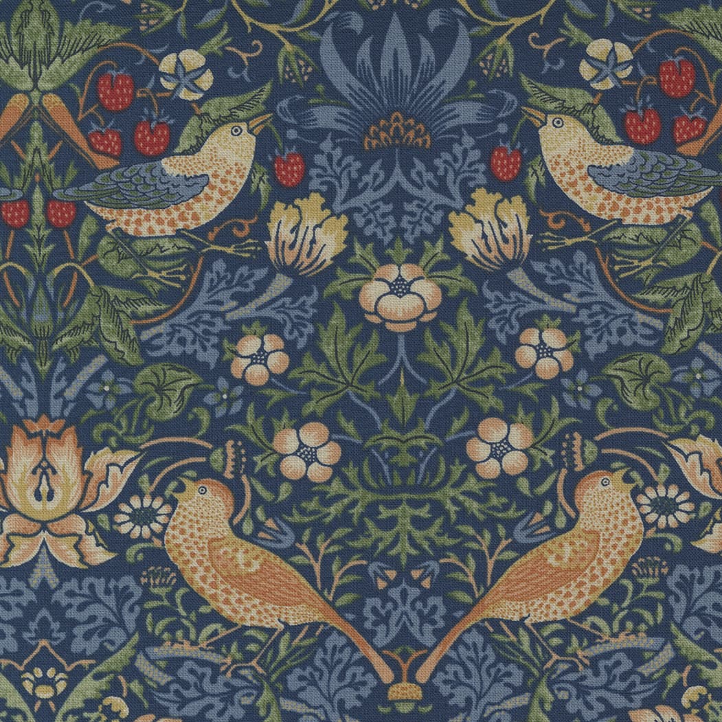 Best of Morris 836712 Strawberry Thief Blue Green on Indigo by Barbara Brackman for Moda fabrics William morris