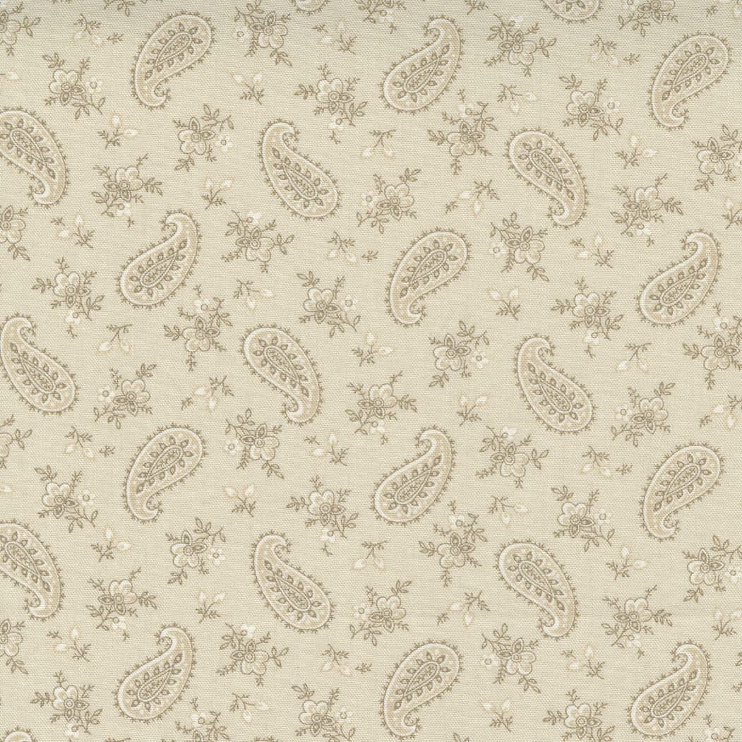 La Vie Boheme 1390421 Marcel Tan on Cream Paisley by French General for Moda fabrics La Vie Boheme 1390421 Marcel Tan on Cream Paisley by French General for Moda fabrics