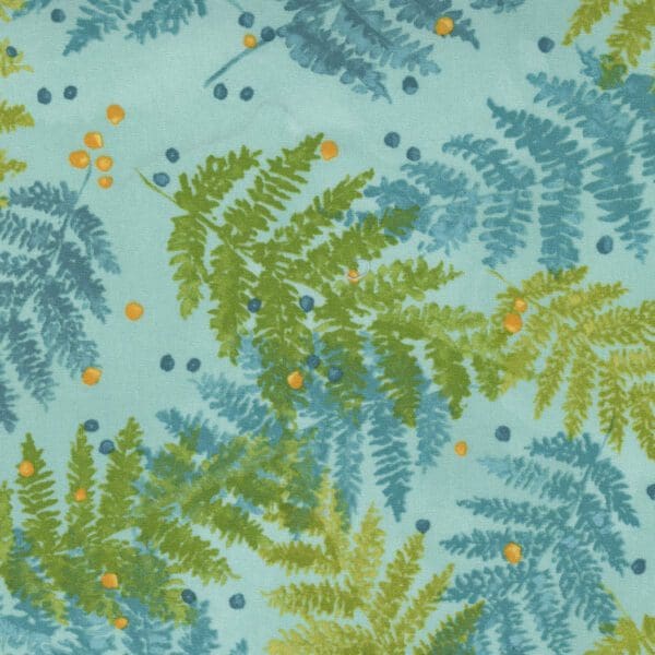 Carolina Lilies 4870219 Ferns on Aqua by Moda fabrics