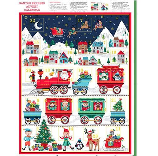 Santa Express 23871 Advent Calendar 60cm wide by Makower fabric Santa Express 23871 Advent Calendar 60cm wide by Makower fabric