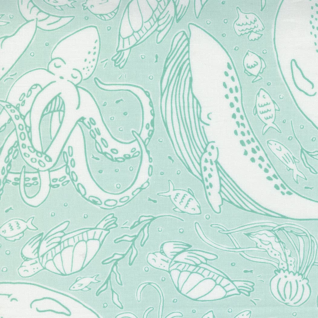 Sea & Me 2079413 Whales on Aqua by Stacey Iest Hsu for Moda fabrics Sea & Me 2079413 Whales on Aqua by Stacey Iest Hsu for Moda fabrics