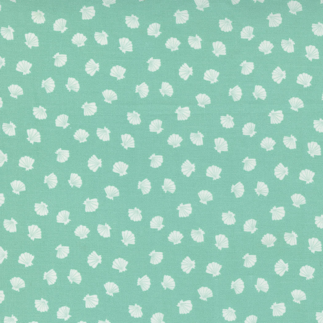 Sea & Me 2079815 Shells on Aqua by Stacey Iest Hsu for Moda fabrics Sea & Me 2079815 Shells on Aqua by Stacey Iest Hsu for Moda fabrics