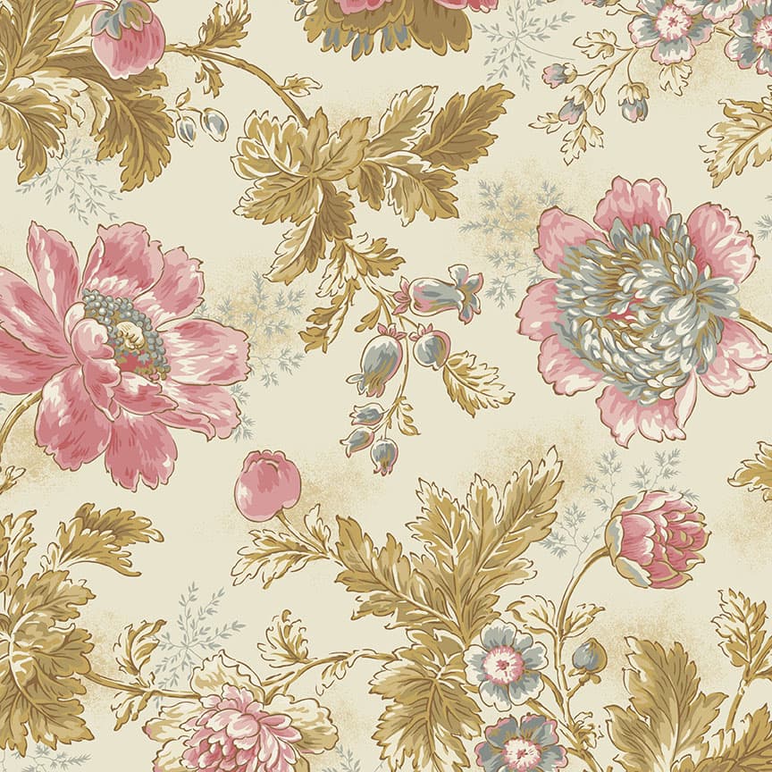 Copy of Moonstone 9446E1 Superbloom Pink on dappled cream fabric by Edyta Sitar for Laundry Basket Quilts moonstone
