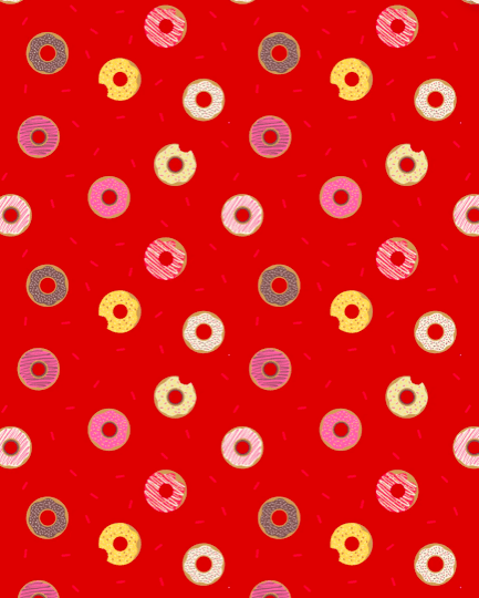 Small Things Sweet SM492 Doughnuts on Red by Lewis & Irene fabrics Small Things Sweet SM492 Doughnuts on Red by Lewis & Irene fabrics