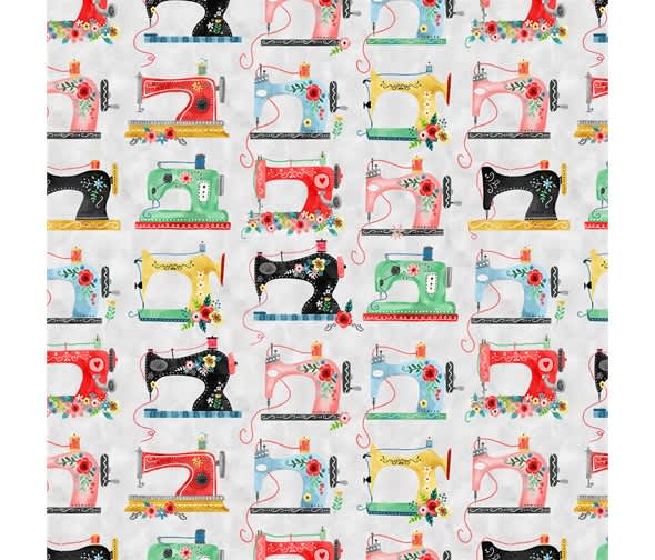 Stitch in Time MMCX10226 Vintage Sewing Machines on Grey by Michael Miller fabrics Stitch in Time MMCX10226 Vintage Sewing Machines on Grey by Michael Miller fabrics