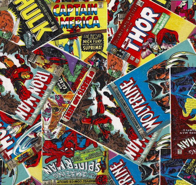 Marvel 13020104 Comic Book Multi fabric by Eugene Textiles Marvel 13020104 Comic Book Multi fabric by Eugene Textiles