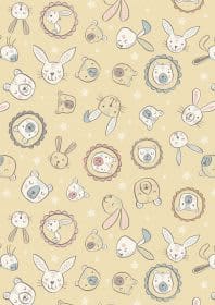Bella Bunny & Bear A6492 Bunny Faces on Yellow by Lewis & Irene fabrics Bella bunny bear