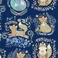 Fox Trot FQ Navy Bundle. 5 x FQ coordinating fabric from the Fox Trot range by QT fabrics Fox Trot FQ Navy Bundle. 5 x FQ coordinating fabric from the Fox Trot range by QT fabrics