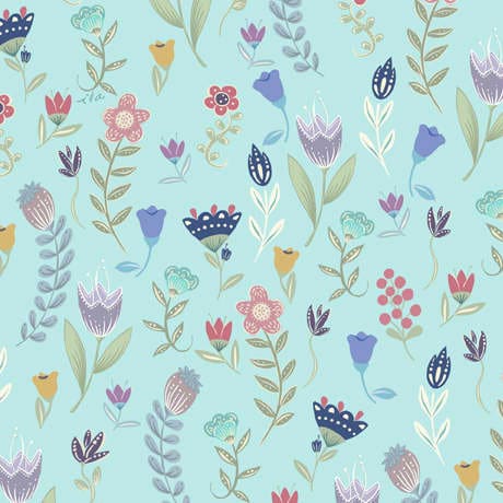 Fox Trot 28958Q Meadow flowers aqua by QT fabrics Fox Trot 28958Q Meadow flowers aqua by QT fabrics