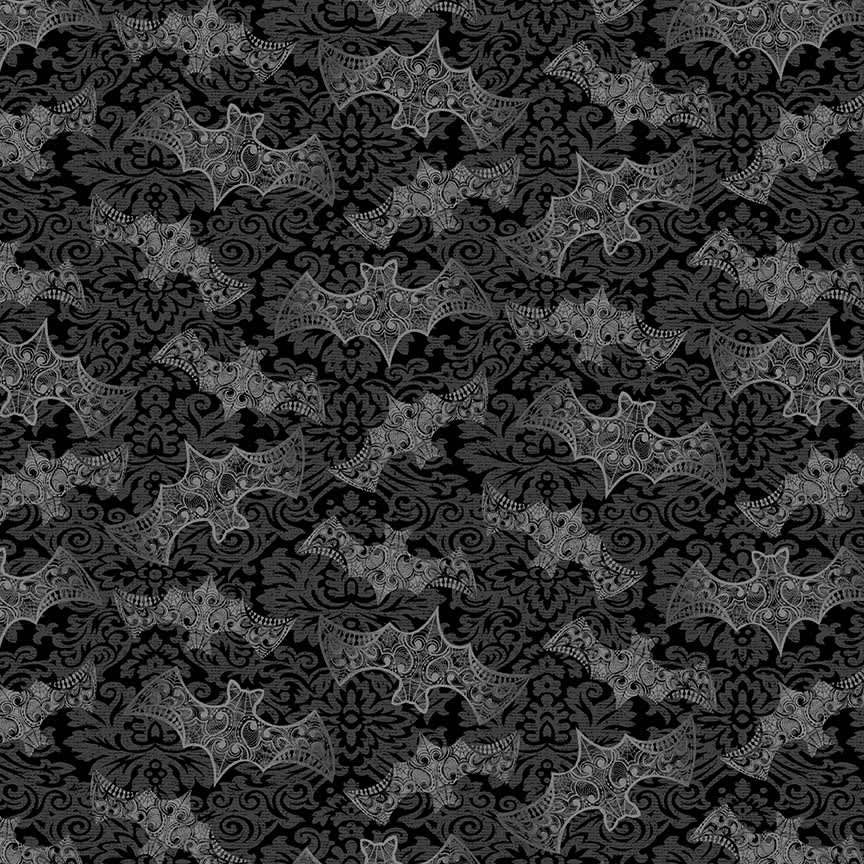 Mystery Manor 2201C Bats Black Grey Halloween fabric by Andover fabrics Mystery Manor 2201C Bats Black Grey Halloween fabric by Andover fabrics
