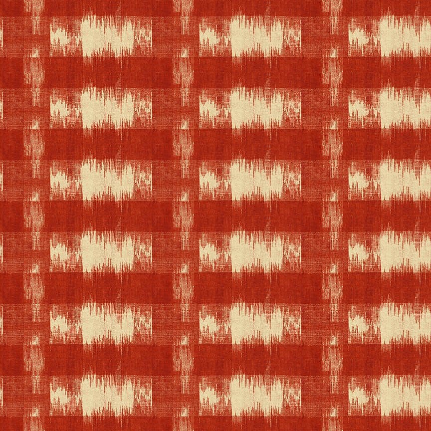 Belle Rose 2972R Ikat Plaid Scarlet Red Cream by Renee Nannaman for Andover fabrics Belle Rose 2972R Ikat Plaid Scarlet Red Cream by Renee Nannaman for Andover fabrics