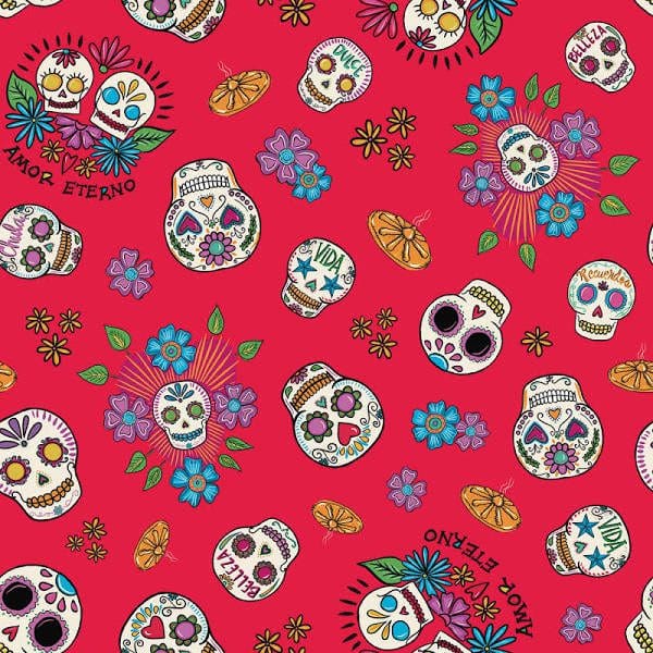 Amor Eterno C11813 Sugar Skulls Red by Riley Blake fabrics Amor Eterno C11813 Sugar Skulls Red by Riley Blake fabrics